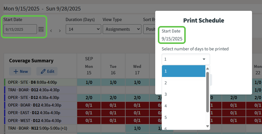 Printable Schedules