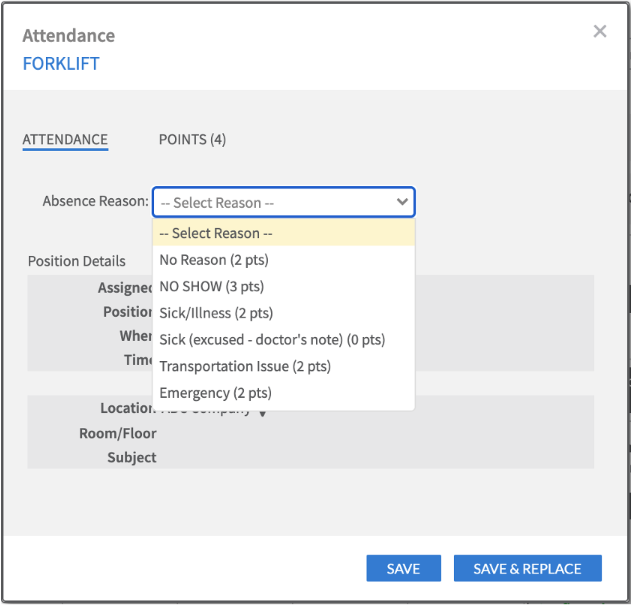 Attendance Points in ScheduleFlex