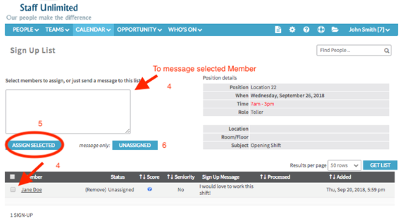 Shifts - Sign-Up Lists in ScheduleFlex